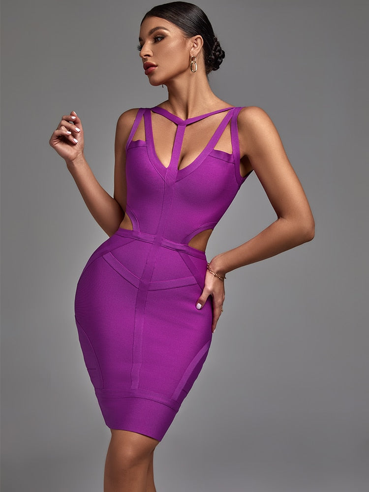 Purple Elegant Sexy Strappy Dress