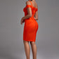 Orange Off Shoulder Bodycon Dress