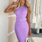 Lilac Purple Sexy Belt Waist Elegant Dress