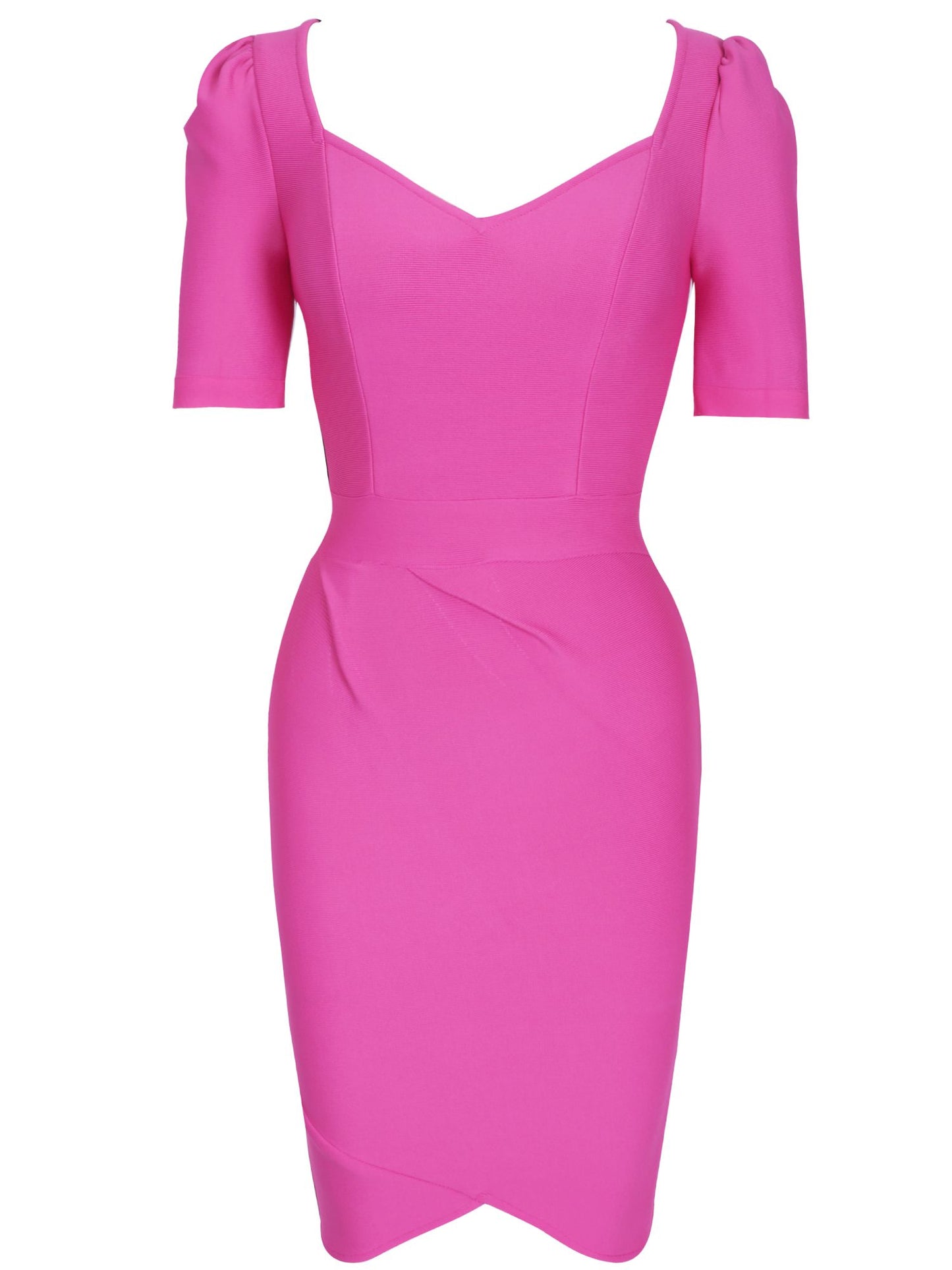Elegant Sexy Short Sleeve Hot Pink Bandage Dress