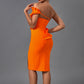 Orange One Shoulder Ruffle Bandage Dress