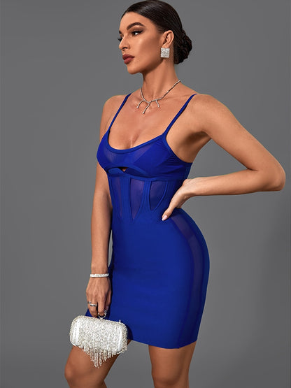 Elegant Sexy Blue Bandage Dress